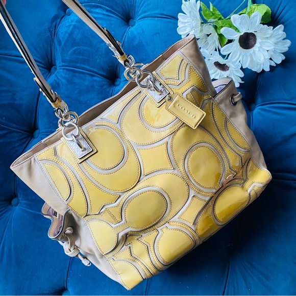 Coach Handbags - COACH PEYTON OPTIC PATRNT LEATHER BAG